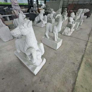 丹东芝麻白雕刻 十二生肖 异形雕刻
